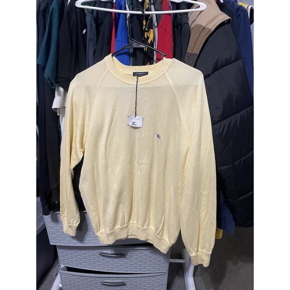 Size 48/XL- VTG Burberry London Yellow Sweater 100% Cotton - Picture 1 of 3